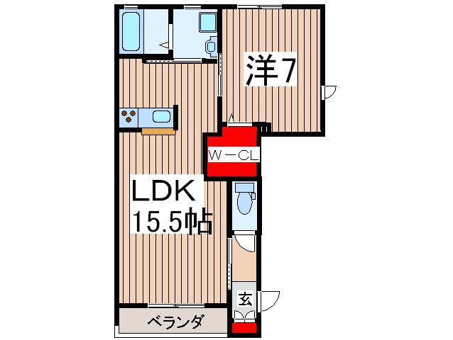 セレソ コリネV(1LDK/1階)の間取り写真