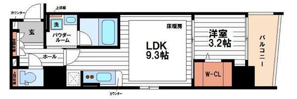 アーバネックス真田山(1LDK/6階)の間取り写真