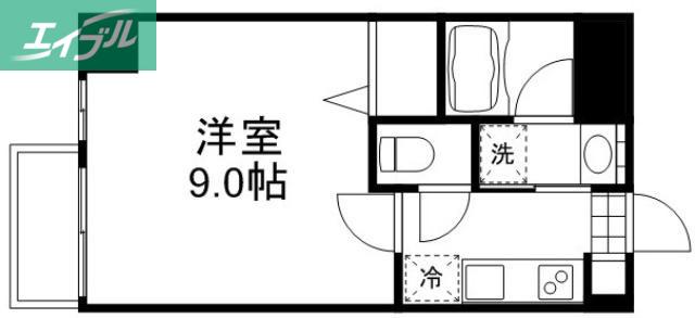 月光岡山市役所前(1K/8階)の間取り写真
