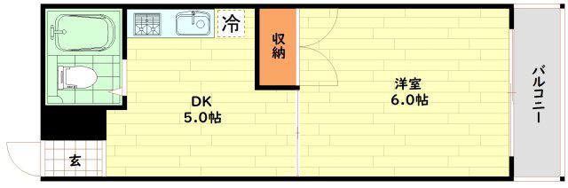カーサベルデ(1DK/1階)の間取り写真