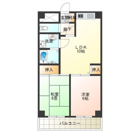 ルネサンライズ HORIMOTO(2LDK/3階)の間取り写真