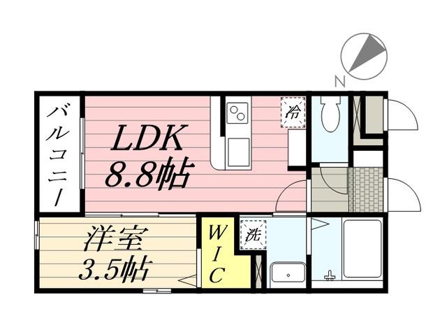 LUXCAS大橋(1LDK/1階)の間取り写真