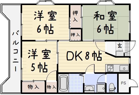 コーポ森川(3DK/8階)の間取り写真