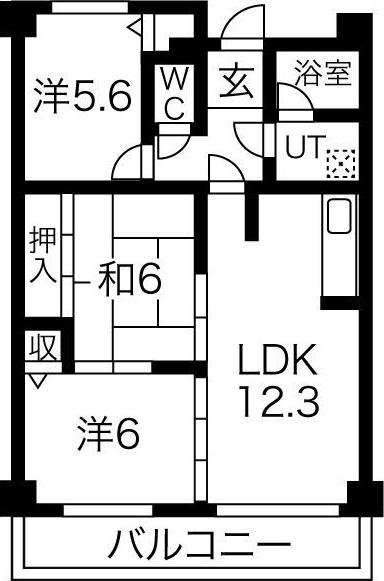ハイツ桃山II(3LDK/4階)の間取り写真