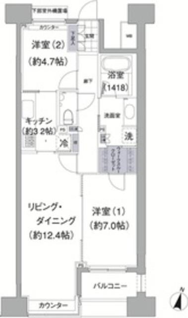 アビティ目黒(2LDK/2階)の間取り写真