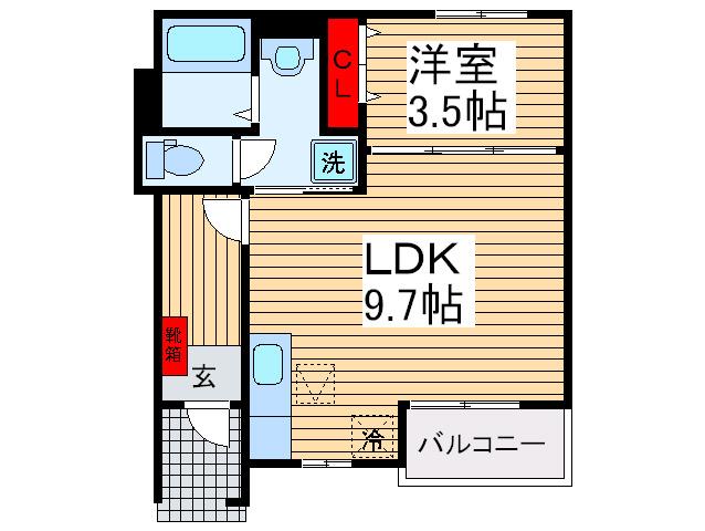 オクレット(1LDK/1階)の間取り写真