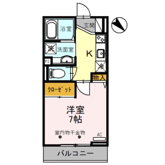 ロコモーション五福(1K/2階)の間取り写真