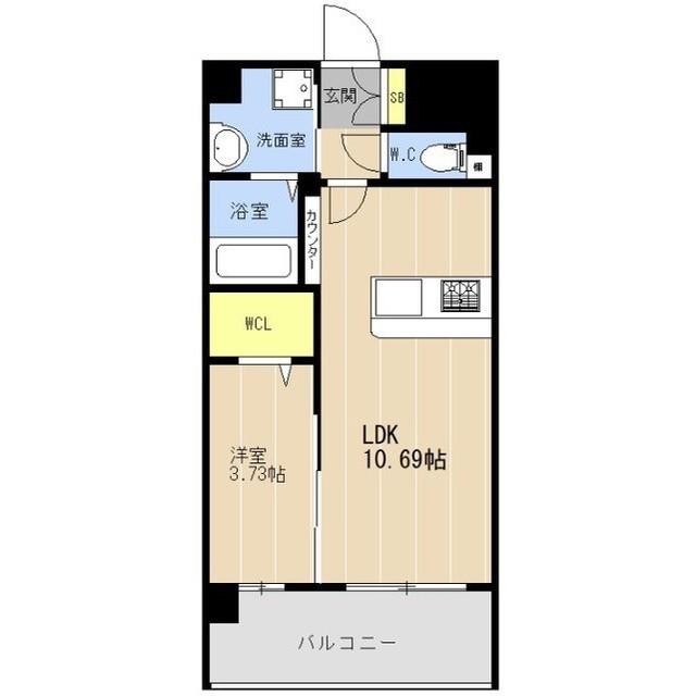 LIBTH薬院南(1LDK/4階)の間取り写真