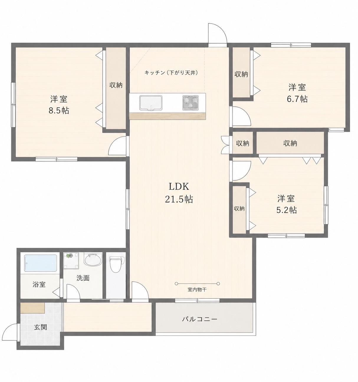 EAGLE HILL江波(3LDK/1階)の間取り写真
