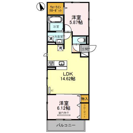 CASA FELICE(2LDK/3階)の間取り写真