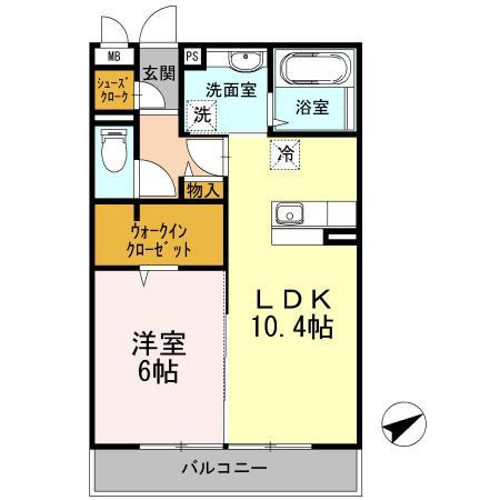 アルシオーネコートA(1LDK/2階)の間取り写真