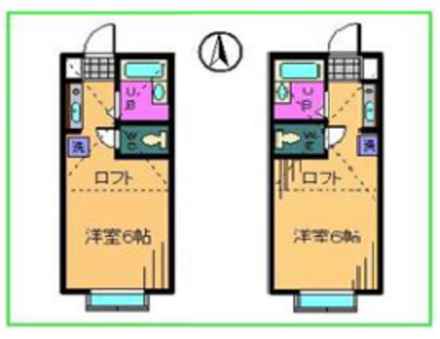 ミヤハウス6号棟(ワンルーム/2階)の間取り写真