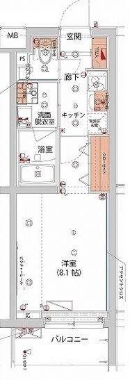 ハーモニーレジデンス新宿 THE ノース(1K/3階)の間取り写真