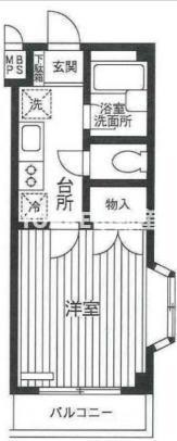 ハイム京浜(1K/2階)の間取り写真