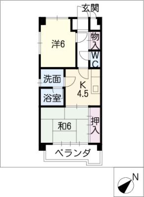 タキマツ第一マンション(2DK/1階)の間取り写真