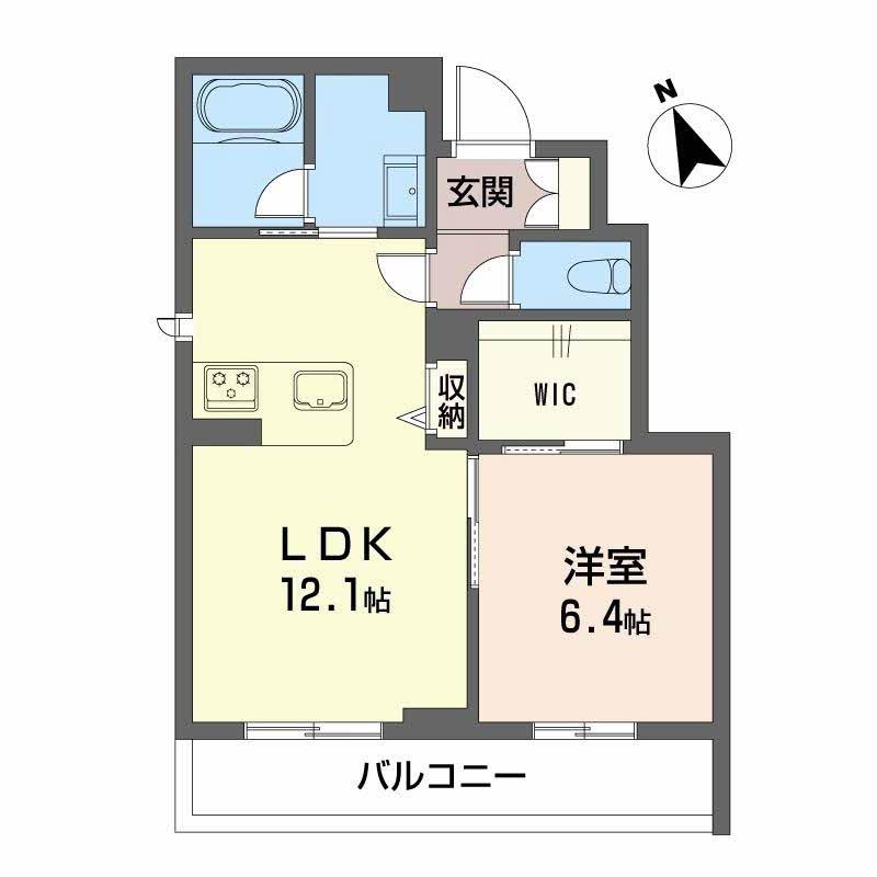 カーサ・ローザ郡元(1LDK/2階)の間取り写真