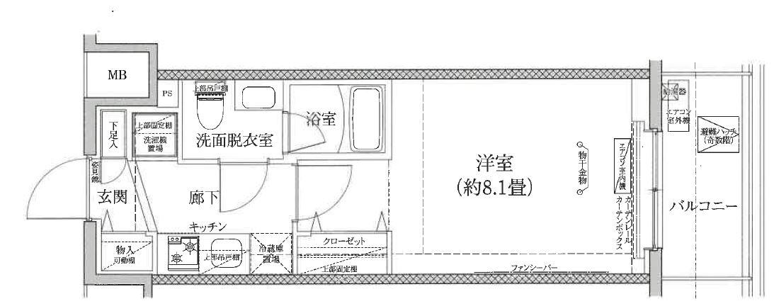 アイルヴァーチェ川崎(1K/3階)の間取り写真