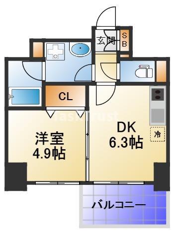 VIVIFURUYA豊崎(1DK/13階)の間取り写真