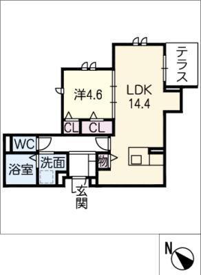 FER A CHEVAL(1LDK/1階)の間取り写真