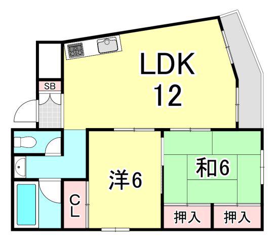 ボーン石刎(2LDK/3階)の間取り写真
