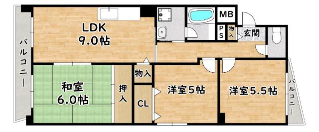 エスポワール(3LDK/5階)の間取り写真