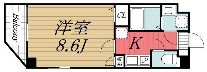 パークレジデンス八幡(1K/4階)の間取り写真