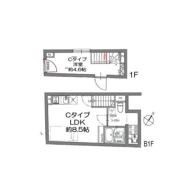 アレッタ笹塚(1LDK/B1階)の間取り写真