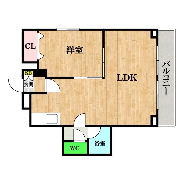 ヴィラウエストなんば(1LDK/3階)の間取り写真