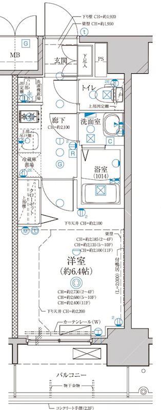 ディアレイシャス上前津(1K/7階)の間取り写真