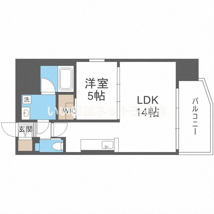 プレジオ九条(1LDK/13階)の間取り写真