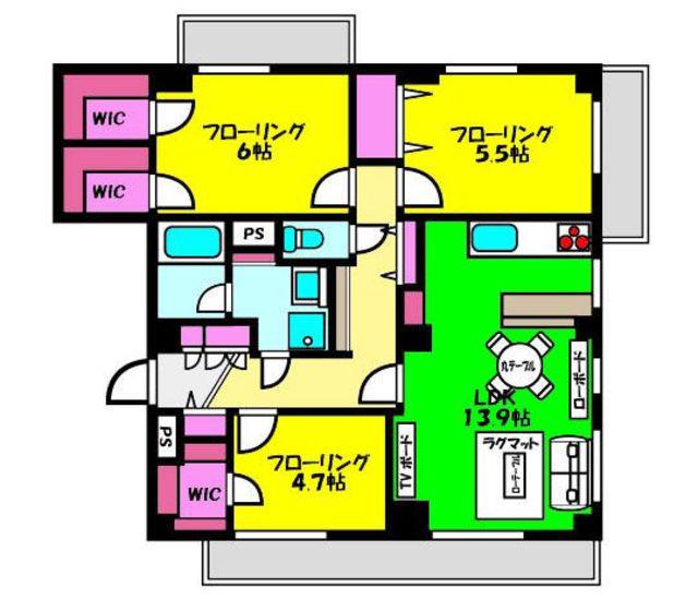藤和横浜台町コープ(3LDK/3階)の間取り写真