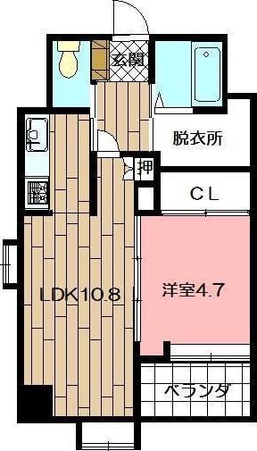 ニューリバー戸畑(1LDK/2階)の間取り写真