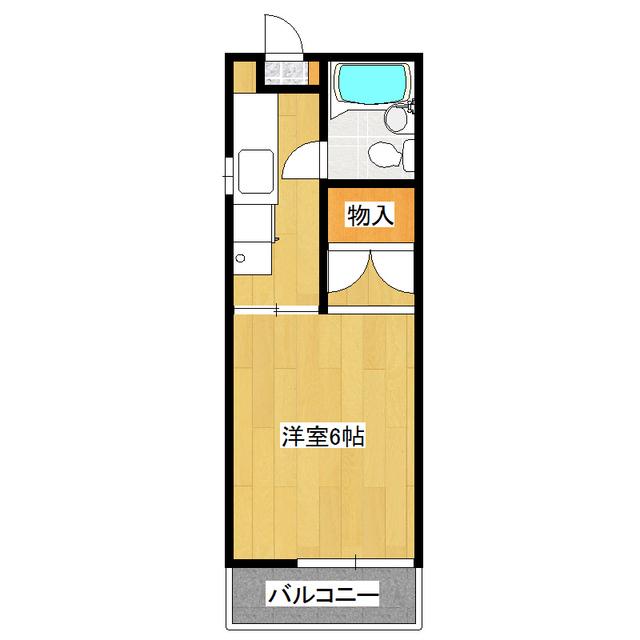 カームビラA棟(1K/2階)の間取り写真