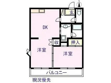 グリーンハイツT(2DK/2階)の間取り写真