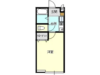 ベルシオン盛岡VA(1K/2階)の間取り写真