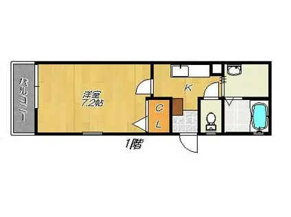メゾンアルム(1K/1階)の間取り写真