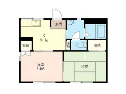 コーポパル(2K/2階)の間取り写真