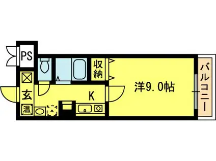 ティーズモモヤマ(1K/4階)の間取り写真