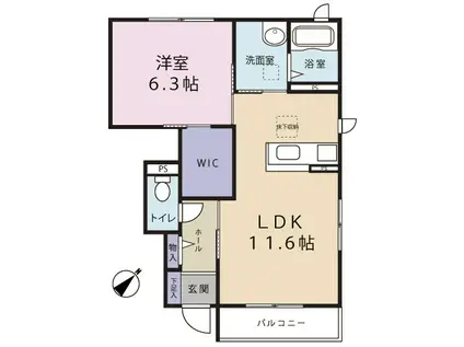 ヴィクドワール(1LDK/1階)の間取り写真