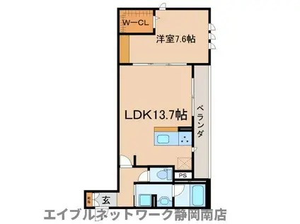 ワンダブル(1LDK/2階)の間取り写真