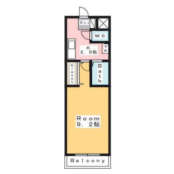 A・CITY弁天(1K/5階)の間取り写真