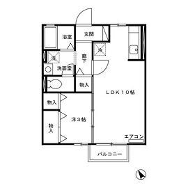 リビングタウン八橋A(1LDK/2階)の間取り写真
