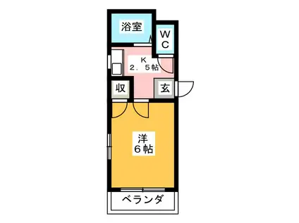 ビグストーンII(1K/2階)の間取り写真