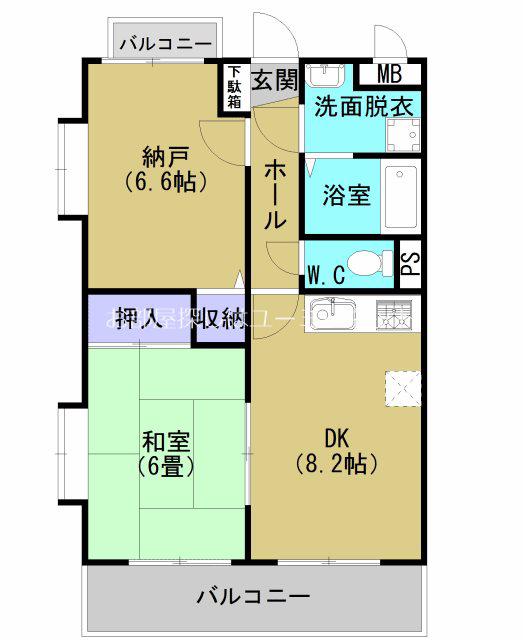 アローズII(2DK/2階)の間取り写真
