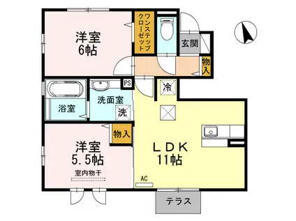 エスペーロ(2LDK/1階)の間取り写真