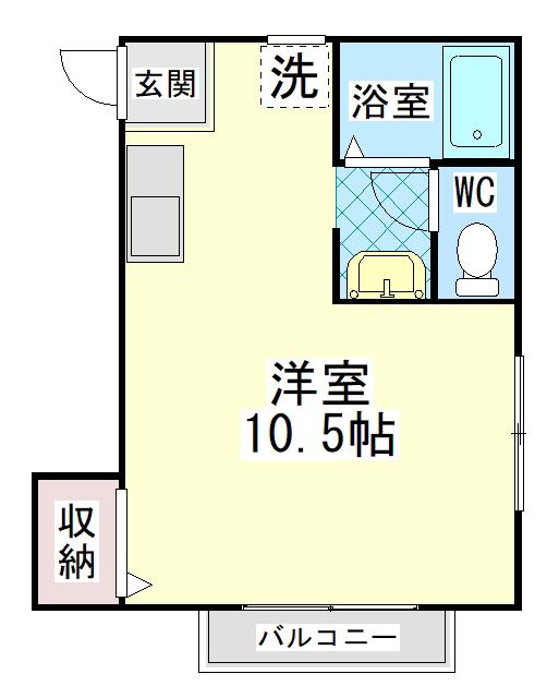 ガーデンヒルズ金沢八景(ワンルーム/1階)の間取り写真