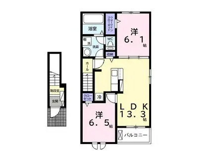 ヴィラヴェント・SISI I(2LDK/2階)の間取り写真