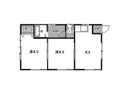 コーポ東塙田(2K/1階)の間取り写真