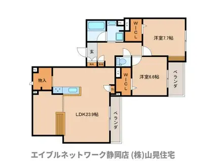 A 東草深(2LDK/1階)の間取り写真