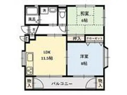 YU-ANハウスD2(2LDK/1階)の間取り写真